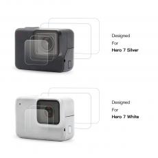 GoPro 7 Screen Protector Tempered Glass LCD and Lens Protector for Go Pro Silver White